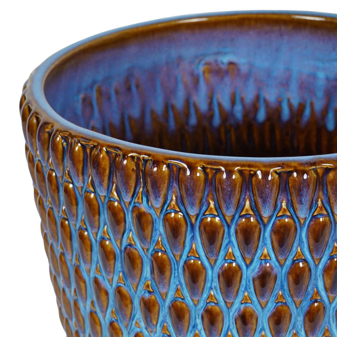 Mediterranean Reactive Glaze Ceramic Blue Planter
